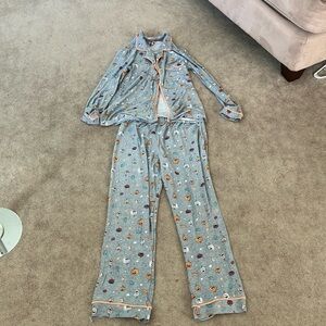 Gray Halloween Pajama Set with Pumpkin Print